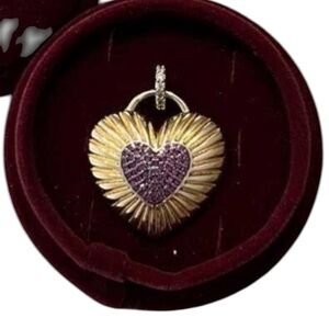Hillberg & Berk Aura Heart Charm Pendant 925 Sterling Silver Crystal Jewelry